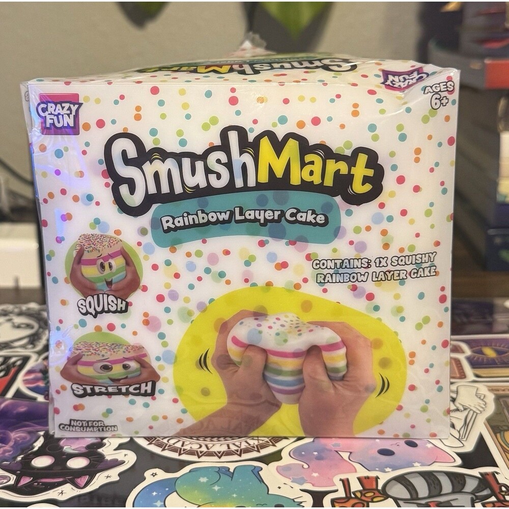 RMS Crazy Fun Smush Mart Rainbow Layer Cake Squishy Sensory Toy Viral 5"